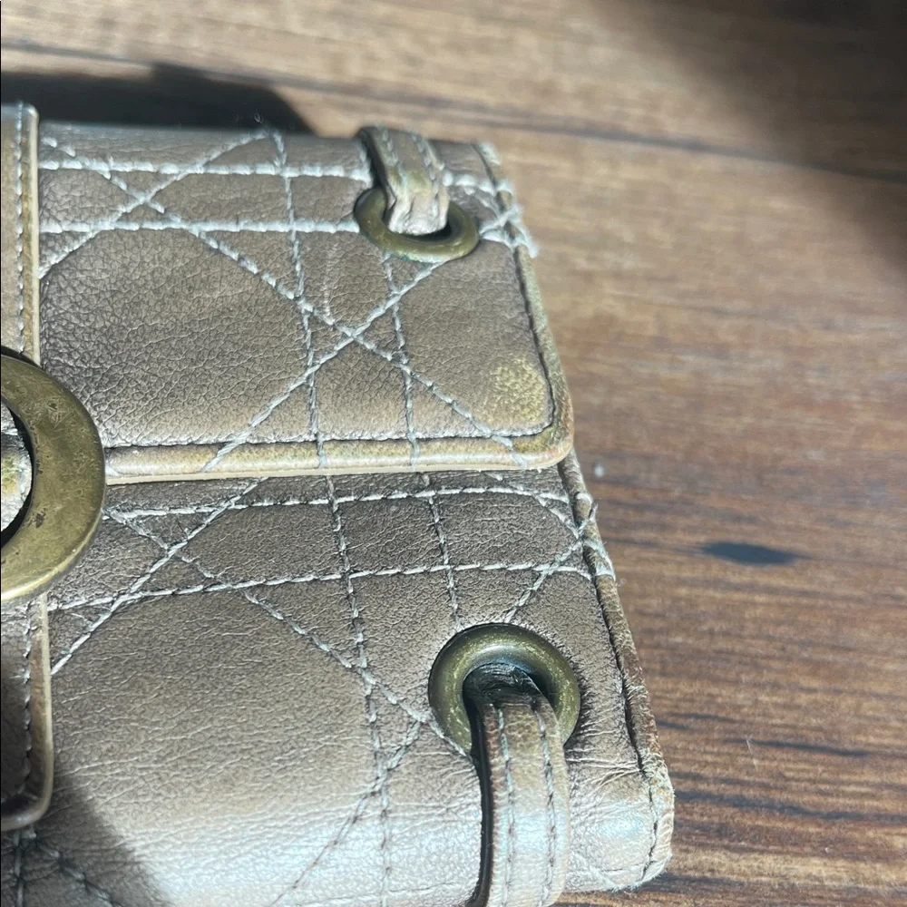 Christian Dior Tan Quilted Leather Wallet